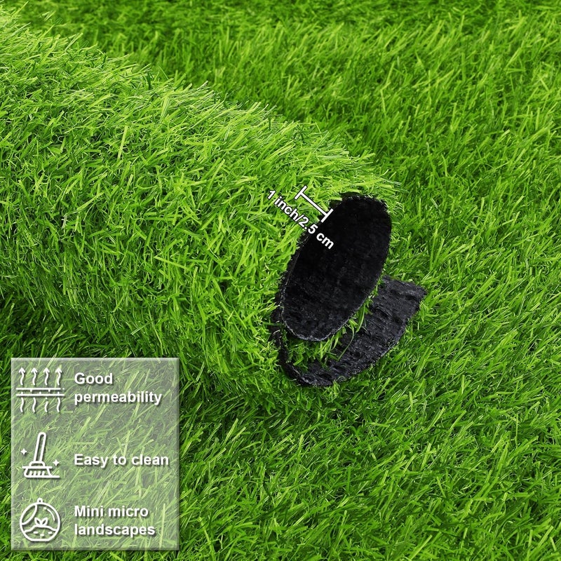 TURSTIN 12 Pieces Artificial Grass Mat Square 12 x 12 Inch Fake Turf Patch Indoor Outdoor Garden Lawn Patio Balcony Synthetic Turf Mat Realistic Grass Rug for Crafts Miniature Garden DIY, Grass Green - Image 4
